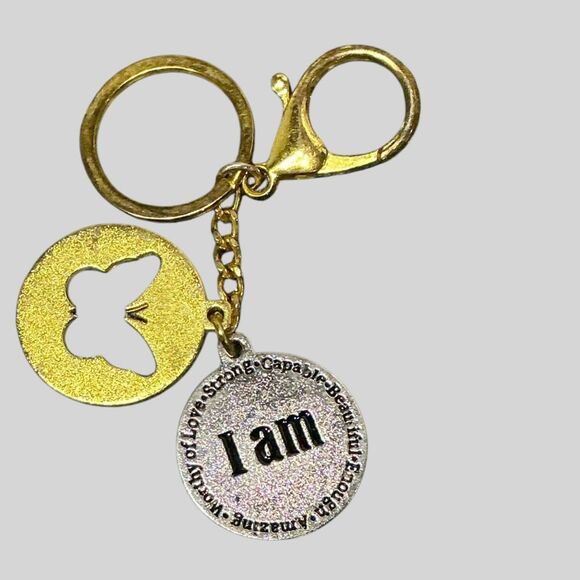 Vintage Purse Charm Key Chain Motivational I Am Enough - Picture 1 of 4